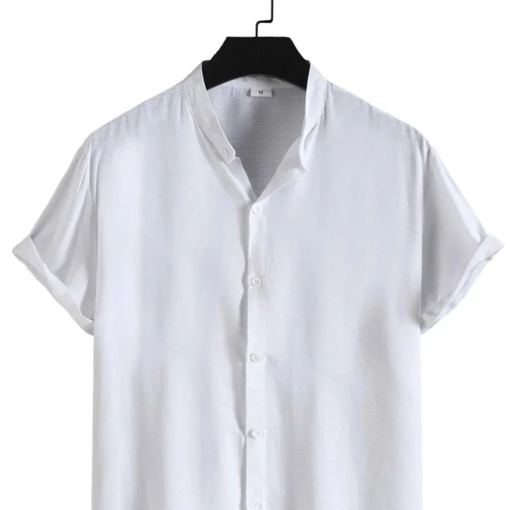 White Men's Collared Shirt Casual - Picture 1 of 6